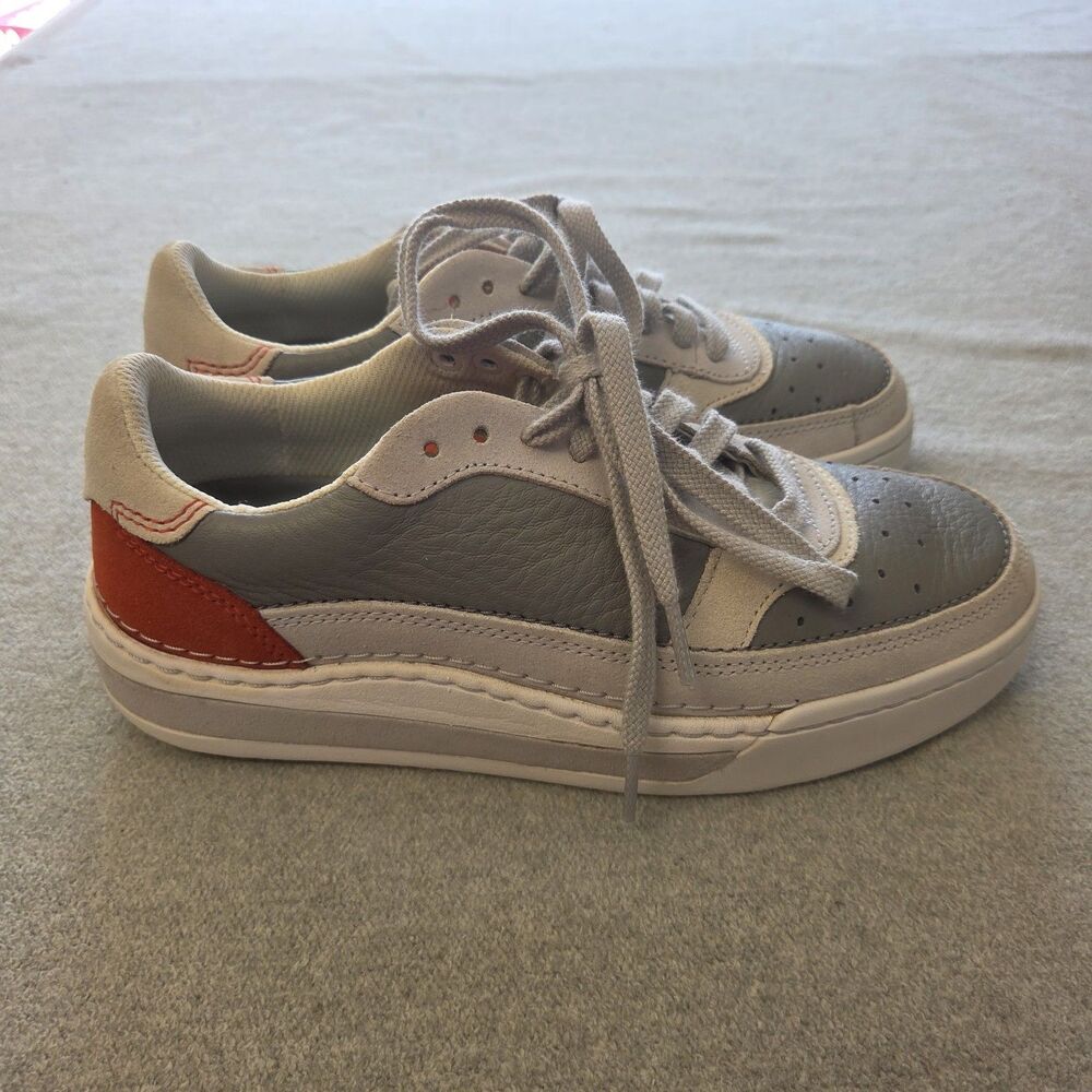 Clarks Craft Court Lace Up Sneakers Mens 7 Gray Orange 26170937